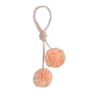 MOUCHE - POMPON COTON VOILE SAUMON & ARGENT PM