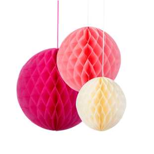 TALKING TABLE - 3 X BOULE ALVÉOLÉ ROSE & CRÈME