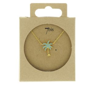 7 BIS - COLLIER PALMIER DORÉ STRASSÉ TURQUOISE