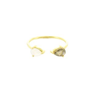 BE MAAD - BAGUE KEANDRA LABRADORITE ET PIERRE DE LUNE