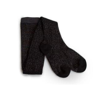 COLLÉGIEN - COLLANTS À CÔTES NOIR DE CHARBON AVEC PAILLETTES