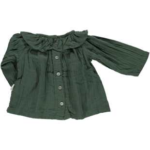 POUDRE ORGANIC - BLOUSE COL VOLANT SAPIN