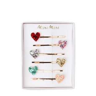 MERI MERI - Set de 6 Pinces à cheveux coeurs paillettés