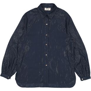 LOUIS LOUISE - LIGNE FEMME - CHEMISE PERRUCHE MARINE LUREX OR & ARGENT