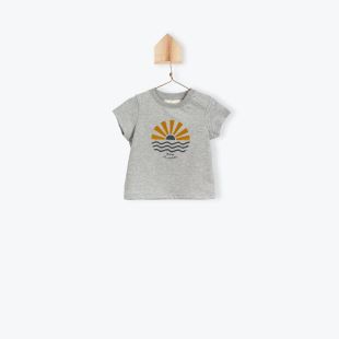 ARSÈNE ET LES PIPELETTES - TEE SHIRT BÉBÉ GRIS SOLEIL LEVANT