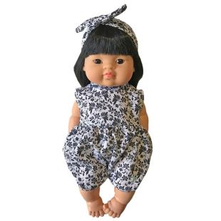 MINIKANE - Barboteuse Noa coton N&B & Headband