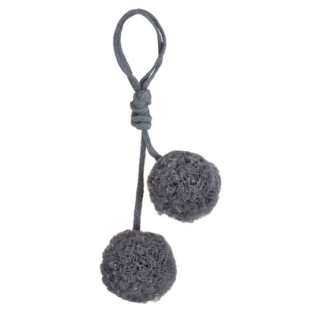 MOUCHE - POMPOM GRIS FONCÉ & ARGENT GM