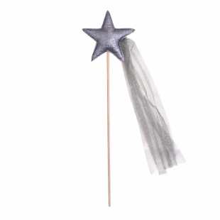 MOUCHE - BAGUETTE ÉTOILE PAILLETTES GRIS AVEC TULLE