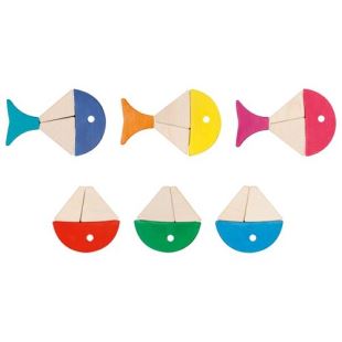 GOKI - Coffret de construction et puzzle - 6 poissons colorés