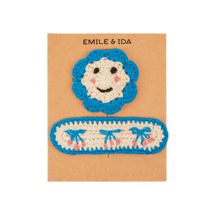 EMILE ET IDA - 2 BARRETTES BLEUES EN CROCHET