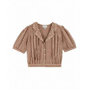 EMILE & IDA - LIGNE FEMME - BLOUSE VICHY CHOCO