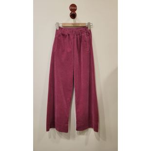 HOD PARIS - PANTALON LARGE JIMMY VELOURS | MAGENTA