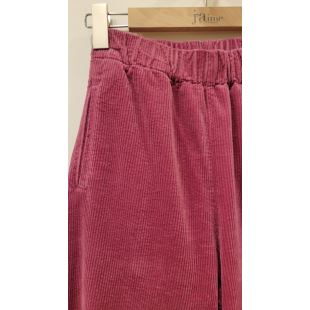 HOD PARIS - PANTALON LARGE JIMMY VELOURS | MAGENTA