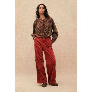HOD PARIS - PANTALON PACIFIE VELOURS LISSE | BRICK