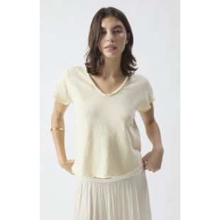 AMERICAN VINTAGE - TEE SONOMA MC COL V | VANILLE VINTAGE