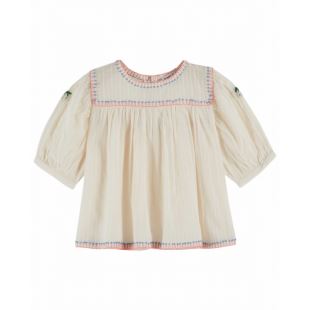 EMILE ET IDA - BLOUSE CRÈME ROSE & BLEU