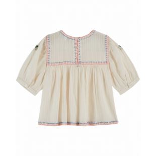 EMILE ET IDA - BLOUSE CRÈME ROSE & BLEU