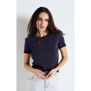 AMERICAN VINTAGE - TEE SONOMA MC COL ROND | NAVY BLUE VINTAGE