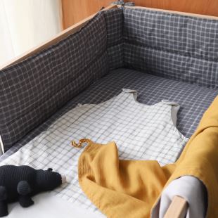 CAMOMILE LONDON - TOUR DE LIT IKAT CHECK PEBBLE