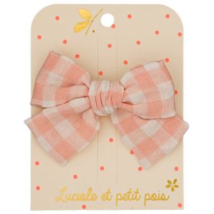 LUCIOLE ET PETIT POIS - BARRETTE PETIT NOEUD PRINCESSE | VICHY ROSE