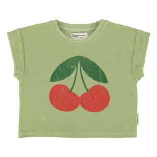 PIUPIUCHICK - TEE SHIRT | LIGHT OLIVE WITH CHERRY