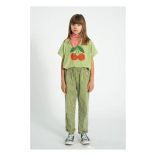 PIUPIUCHICK - TEE SHIRT | LIGHT OLIVE WITH CHERRY