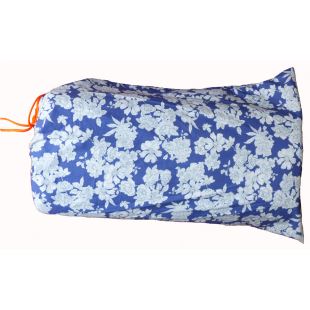 SCALAË - MATELAS/SOFA HIPPIE BLEU GROSSES FLEURS BLANCHES AVEC SON SAC DE RANGEMENT -REF 7