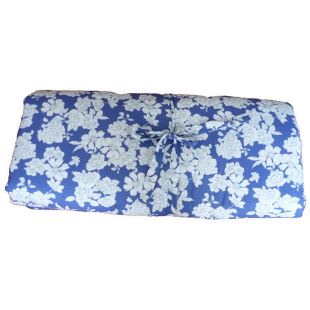SCALAË - MATELAS/SOFA HIPPIE BLEU GROSSES FLEURS BLANCHES AVEC SON SAC DE RANGEMENT -REF 7