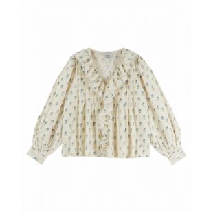 EMILE & IDA - LIGNE FEMME - BLOUSE KHADI VOLANT | SCARLET