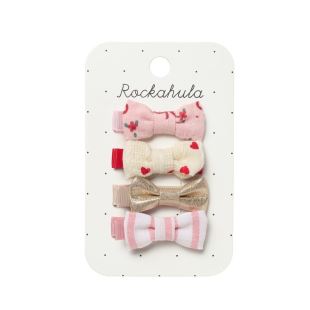 ROCKAHULA - BARRETTE PAR 4 | RAYURES ET COEUR ROUGE
