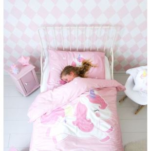 A LITTLE LOVELY COMPANY - HOUSSE DE COUETTE ET TAIE D'OREILLER LICORNE