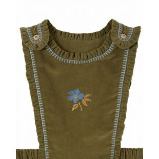EMILE ET IDA - ROBE TABLIER VELOURS | PISTACHE