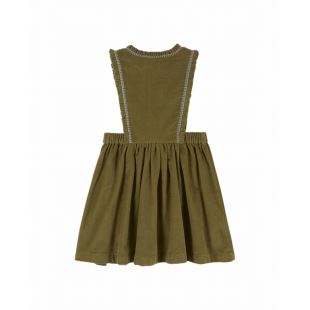 EMILE ET IDA - ROBE TABLIER VELOURS | PISTACHE