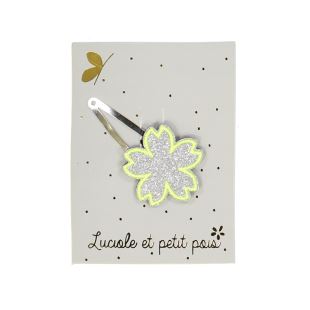 LUCIOLE ET PETIT POIS - BARETTE FLEUR JAUNE FLUO