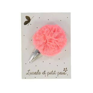 LUCIOLE ET PETIT POIS - BARETTE POMPON ROSE FLUO