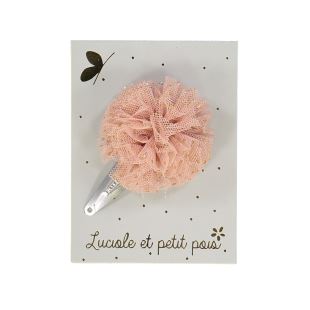 LUCIOLE ET PETIT POIS - BARETTE POMPON ROSE POUDRÉ