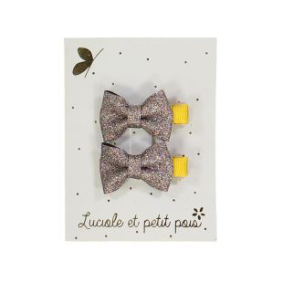 LUCIOLE ET PETIT POIS - BARETTE MINI PAPILLON GLITTER BRONZE X 2