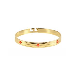 NILAÏ - JONC FLEURS ÉMAIL CORAIL