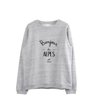 EMILE & IDA - LIGNE FEMME - SWEAT GRIS CHINÉ BONJOUR