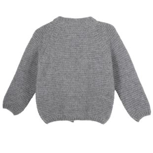 ARSÈNE ET LES PIPELETTES - CARDIGAN 4 BOUTONS POINT MOUSSE GRIS CHINÉ