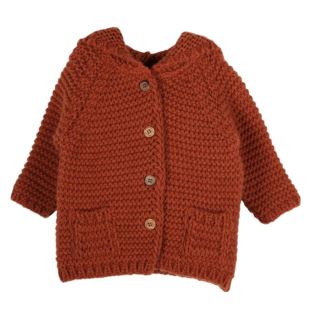 ARSÈNE ET LES PIPELETTES - MANTEAU POINT MOUSSE OREILLES LAPIN TERRE CUITE