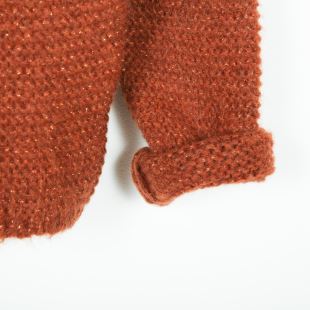 ARSÈNE ET LES PIPELETTES - CARDIGAN TRICOT POINT MOUSSE LUREX ROUILLE