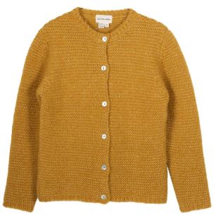 ARSÈNE ET LES PIPELETTES - CARDIGAN TRICOT POINT MOUSSE LUREX SAFRAN