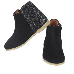 EMILE & IDA - LIGNE FEMME - BOOTS CUIR NOIR GLITTER
