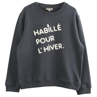 ÉMILE ET IDA - SWEAT GRIS "HABILLÉ POUR L'HIVER" BÉBÉ
