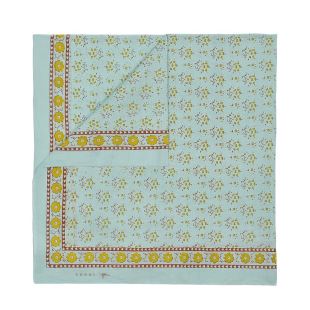 SOEUR - FOULARD BLEU CIEL & FLEURS OCRE