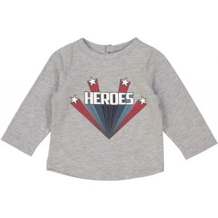 LOUIS LOUISE - TEE SHIRT JULES - JERSEY GRIS CHINÉ HEROES