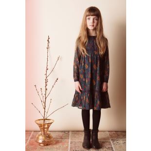 LOUIS LOUISE - ROBE CASSANDRE INDIAN FLOWER STRIPES LUREX NAVY