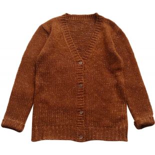 LOUIS LOUISE - LIGNE FEMME - CARDIGAN STELLA - LAINE COGNAC FIL OR