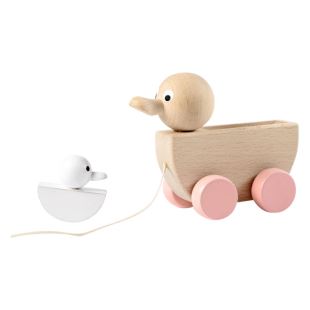 SARAH & BENDRIX - ABIGAIL - JOUET EN BOIS À TIRER MAMAN CANARD ET SON BÉBÉ